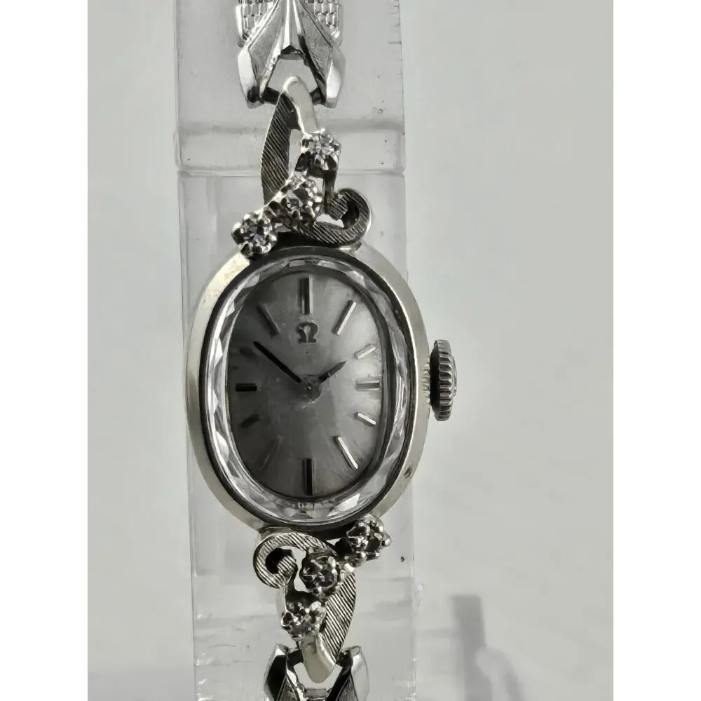 Vintage 1966 OMEGA Ladies 6 Diamond 14k Cocktail Watch 17 Jewel 484 Cal Runs